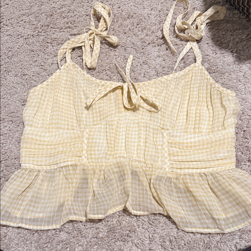 American Eagle Yellow Gingham Crop Top